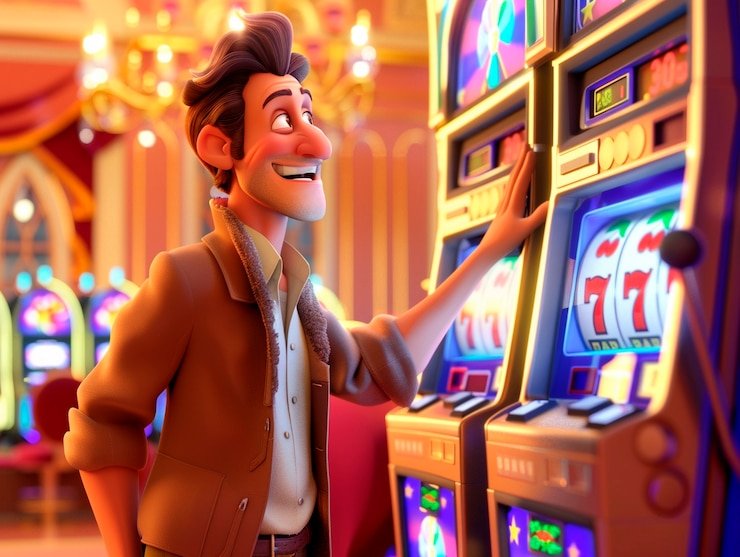 Layar kontrol permainan Reactoonz dengan tombol putar, pengatur taruhan, dan informasi bonus